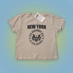 brandy melville new york beige graphic tee